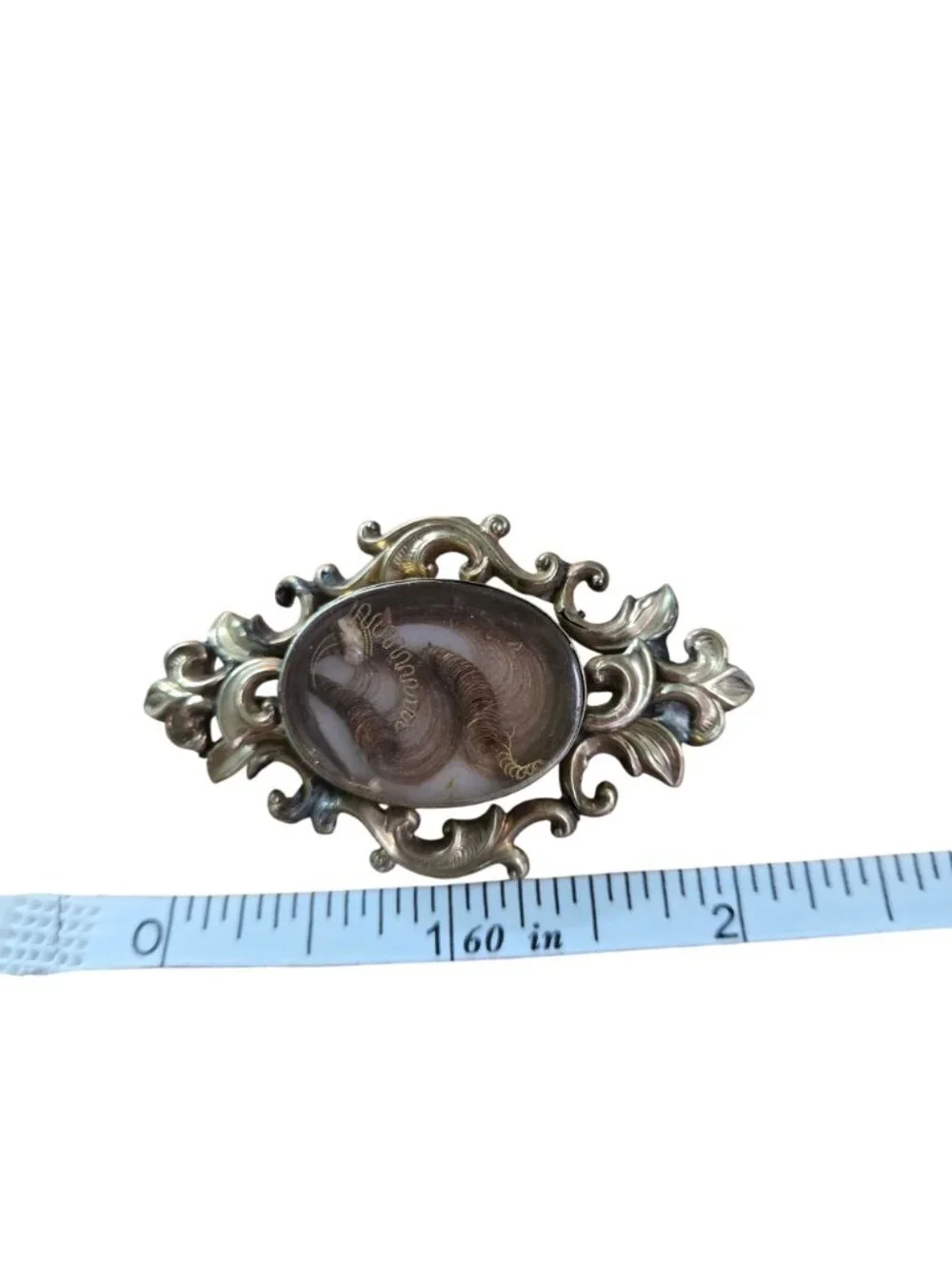 Victorian Antique 9ct Gold Mourning Hair Brooch 2